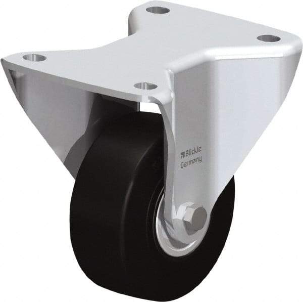 Blickle - 4" Diam x 1-17/32" Wide x 6-1/2" OAH Top Plate Mount Rigid Caster - Solid Rubber, 594 Lb Capacity, Ball Bearing, 5-1/2 x 4-3/8" Plate - Exact Industrial Supply