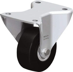 Blickle - 4" Diam x 1-17/32" Wide x 6-1/2" OAH Top Plate Mount Rigid Caster - Solid Rubber, 594 Lb Capacity, Ball Bearing, 5-1/2 x 4-3/8" Plate - Exact Industrial Supply