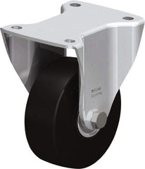 Blickle - 5" Diam x 1-31/32" Wide x 6-11/16" OAH Top Plate Mount Rigid Caster - Solid Rubber, 704 Lb Capacity, Ball Bearing, 5-1/2 x 4-3/8" Plate - Exact Industrial Supply