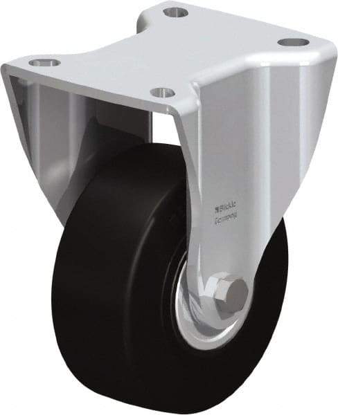 Blickle - 4" Diam x 1-37/64" Wide x 5-1/2" OAH Top Plate Mount Rigid Caster - Solid Rubber, 594 Lb Capacity, Ball Bearing, 3-15/16 x 3-3/8" Plate - Exact Industrial Supply