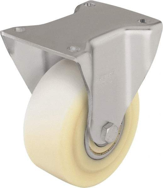 Blickle - 5" Diam x 2-5/32" Wide x 6-11/16" OAH Top Plate Mount Rigid Caster - Impact-Resistant Cast Nylon, 1,980 Lb Capacity, Ball Bearing, 5-1/2 x 4-3/8" Plate - Exact Industrial Supply