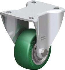 Blickle - 3" Diam x 1-37/64" Wide x 4-23/32" OAH Top Plate Mount Rigid Caster - Polyurethane-Elastomer Blickle Softhane, 506 Lb Capacity, Ball Bearing, 3-15/16 x 3-3/8" Plate - Exact Industrial Supply