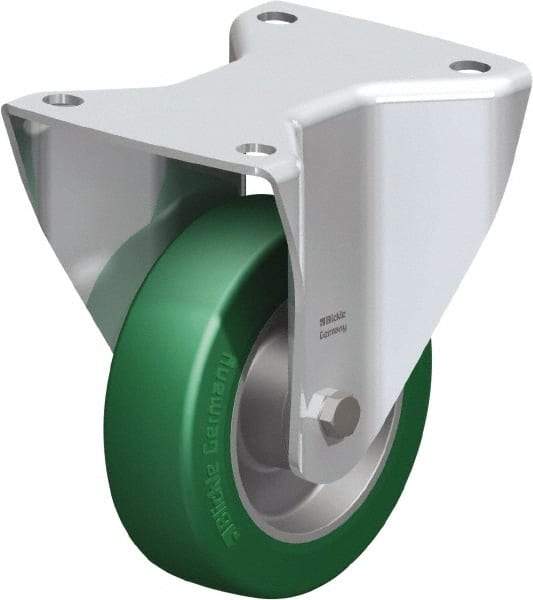 Blickle - 5" Diam x 1-37/64" Wide x 6-1/2" OAH Top Plate Mount Rigid Caster - Polyurethane-Elastomer Blickle Softhane, 770 Lb Capacity, Ball Bearing, 5-1/2 x 4-3/8" Plate - Exact Industrial Supply