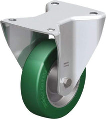 Blickle - 5" Diam x 1-37/64" Wide x 6-1/2" OAH Top Plate Mount Rigid Caster - Polyurethane-Elastomer Blickle Softhane, 770 Lb Capacity, Ball Bearing, 5-1/2 x 4-3/8" Plate - Exact Industrial Supply