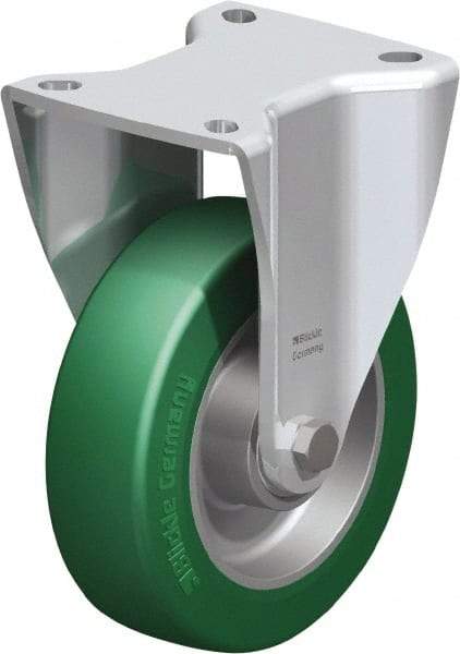 Blickle - 5" Diam x 1-37/64" Wide x 6-1/2" OAH Top Plate Mount Rigid Caster - Polyurethane-Elastomer Blickle Softhane, 770 Lb Capacity, Ball Bearing, 3-15/16 x 3-3/8" Plate - Exact Industrial Supply