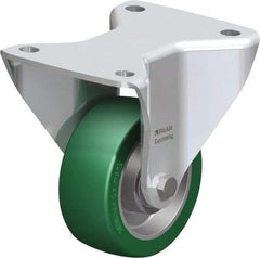 Blickle - 4" Diam x 1-37/64" Wide x 5-1/2" OAH Top Plate Mount Rigid Caster - Polyurethane-Elastomer Blickle Softhane, 660 Lb Capacity, Ball Bearing, 5-1/2 x 4-3/8" Plate - Exact Industrial Supply
