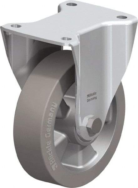Blickle - 6-1/2" Diam x 1-31/32" Wide x 7-61/64" OAH Top Plate Mount Rigid Caster - Solid Rubber, 880 Lb Capacity, Ball Bearing, 5-1/2 x 4-3/8" Plate - Exact Industrial Supply