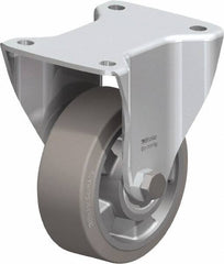 Blickle - 5" Diam x 1-31/32" Wide x 6-11/16" OAH Top Plate Mount Rigid Caster - Solid Rubber, 594 Lb Capacity, Ball Bearing, 5-1/2 x 4-3/8" Plate - Exact Industrial Supply