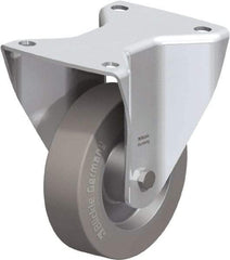 Blickle - 5" Diam x 1-37/64" Wide x 6-1/2" OAH Top Plate Mount Rigid Caster - Solid Rubber, 550 Lb Capacity, Ball Bearing, 5-1/2 x 4-3/8" Plate - Exact Industrial Supply