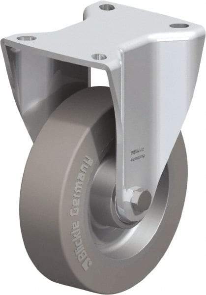 Blickle - 5" Diam x 1-37/64" Wide x 6-1/2" OAH Top Plate Mount Rigid Caster - Solid Rubber, 550 Lb Capacity, Ball Bearing, 3-15/16 x 3-3/8" Plate - Exact Industrial Supply