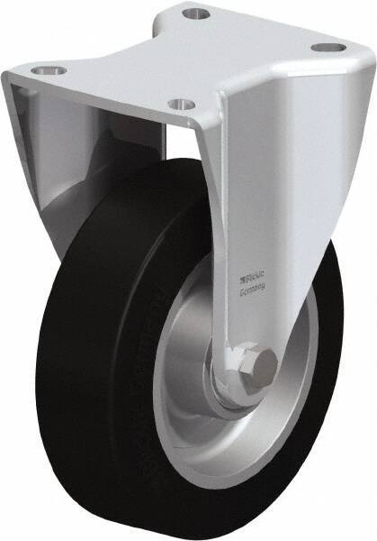 Blickle - 5" Diam x 1-37/64" Wide x 6-1/2" OAH Top Plate Mount Rigid Caster - Solid Rubber, 550 Lb Capacity, Ball Bearing, 3-15/16 x 3-3/8" Plate - Exact Industrial Supply