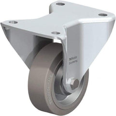 Blickle - 5" Diam x 1-37/64" Wide x 5-1/2" OAH Top Plate Mount Rigid Caster - Solid Rubber, 440 Lb Capacity, Ball Bearing, 5-1/2 x 4-3/8" Plate - Exact Industrial Supply