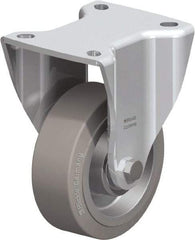 Blickle - 4" Diam x 1-37/64" Wide x 5-1/2" OAH Top Plate Mount Rigid Caster - Solid Rubber, 440 Lb Capacity, Ball Bearing, 3-15/16 x 3-3/8" Plate - Exact Industrial Supply