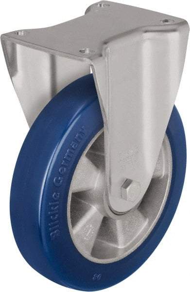 Blickle - 5" Diam x 2-1/8" Wide x 6-11/16" OAH Top Plate Mount Rigid Caster - Polyurethane-Elastomer Blickle Besthane, 990 Lb Capacity, Ball Bearing, 5-1/2 x 4-3/8" Plate - Exact Industrial Supply
