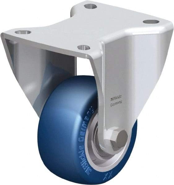 Blickle - 3" Diam x 1-37/64" Wide x 4-23/32" OAH Top Plate Mount Rigid Caster - Polyurethane-Elastomer Blickle Besthane, 506 Lb Capacity, Ball Bearing, 3-15/16 x 3-3/8" Plate - Exact Industrial Supply