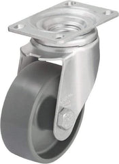 Blickle - 3-1/2" Diam x 1-1/4" Wide x 4-11/16" OAH Top Plate Mount Swivel Caster - Impact-Resistant Nylon, 400 Lb Capacity, Plain Bore Bearing, 3-5/8 x 2-1/2" Plate - Exact Industrial Supply