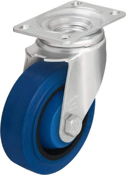 Blickle - 5" Diam x 1-3/8" Wide x 6-1/8" OAH Top Plate Mount Swivel Caster - Solid Rubber, 400 Lb Capacity, Ball Bearing, 3-5/8 x 2-1/2" Plate - Exact Industrial Supply