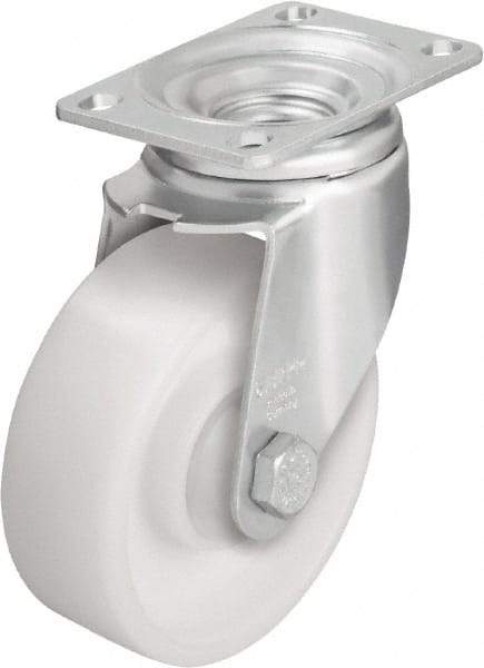 Blickle - 4" Diam x 1-7/16" Wide x 5-1/8" OAH Top Plate Mount Swivel Caster - Impact-Resistant Nylon, 400 Lb Capacity, Ball Bearing, 3-5/8 x 2-1/2" Plate - Exact Industrial Supply