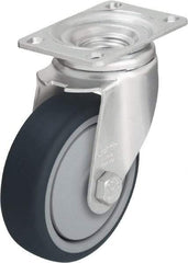 Blickle - 5" Diam x 1-1/4" Wide x 6-1/8" OAH Top Plate Mount Swivel Caster - Thermoplastic Polyurethane, 400 Lb Capacity, Ball Bearing, 3-5/8 x 2-1/2" Plate - Exact Industrial Supply