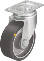 Blickle - 5" Diam x 1-9/16" Wide x 6-1/8" OAH Top Plate Mount Swivel Caster - Polyurethane-Elastomer Blickle Softhane, 400 Lb Capacity, Ball Bearing, 3-5/8 x 2-1/2" Plate - Exact Industrial Supply
