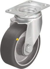 Blickle - 4" Diam x 1-9/16" Wide x 5-1/8" OAH Top Plate Mount Swivel Caster - Polyurethane-Elastomer Blickle Softhane, 400 Lb Capacity, Ball Bearing, 3-5/8 x 2-1/2" Plate - Exact Industrial Supply