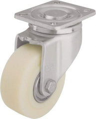 Blickle - 4" Diam x 1-37/64" Wide x 5-33/64" OAH Top Plate Mount Swivel Caster - Impact-Resistant Cast Nylon, 1,540 Lb Capacity, Ball Bearing, 3-15/16 x 3-3/8" Plate - Exact Industrial Supply
