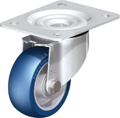 Blickle - 4" Diam x 1-37/64" Wide x 5-7/64" OAH Top Plate Mount Swivel Caster - Polyurethane-Elastomer Blickle Besthane, 660 Lb Capacity, Ball Bearing, 5-1/2 x 4-3/8" Plate - Exact Industrial Supply