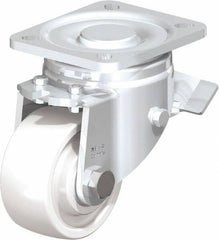 Blickle - 3" Diam x 1-29/64" Wide x 4-23/32" OAH Top Plate Mount Swivel Caster with Brake - Impact-Resistant Nylon, 770 Lb Capacity, Ball Bearing, 3-15/16 x 3-3/8" Plate - Exact Industrial Supply