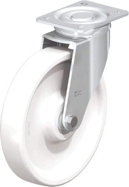 Blickle - 10" Diam x 1-31/32" Wide x 11-39/64" OAH Top Plate Mount Swivel Caster - Impact-Resistant Nylon, 1,980 Lb Capacity, Ball Bearing, 5-1/2 x 4-3/8" Plate - Exact Industrial Supply