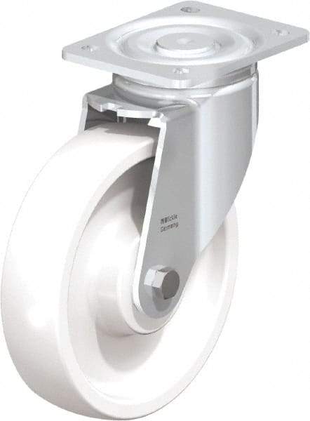 Blickle - 8" Diam x 1-31/32" Wide x 9-41/64" OAH Top Plate Mount Swivel Caster - Impact-Resistant Nylon, 1,980 Lb Capacity, Ball Bearing, 5-1/2 x 4-3/8" Plate - Exact Industrial Supply