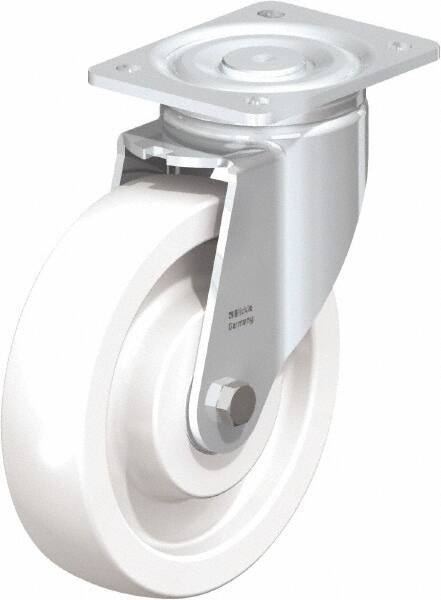 Blickle - 8" Diam x 1-31/32" Wide x 9-41/64" OAH Top Plate Mount Swivel Caster - Impact-Resistant Nylon, 1,980 Lb Capacity, Ball Bearing, 5-1/2 x 4-3/8" Plate - Exact Industrial Supply