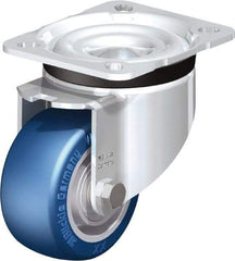 Blickle - 3" Diam x 1-37/64" Wide x 4-21/64" OAH Top Plate Mount Swivel Caster - Polyurethane-Elastomer Blickle Besthane, 506 Lb Capacity, Ball Bearing, 3-15/16 x 3-3/8" Plate - Exact Industrial Supply