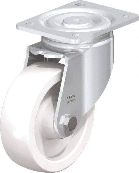 Blickle - 6" Diam x 1-31/32" Wide x 7-3/4" OAH Top Plate Mount Swivel Caster - Impact-Resistant Nylon, 1,760 Lb Capacity, Plain Bore Bearing, 5-1/2 x 4-3/8" Plate - Exact Industrial Supply