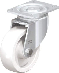 Blickle - 6" Diam x 1-31/32" Wide x 7-3/4" OAH Top Plate Mount Swivel Caster - Impact-Resistant Nylon, 1,760 Lb Capacity, Plain Bore Bearing, 5-1/2 x 4-3/8" Plate - Exact Industrial Supply