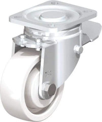 Blickle - 4" Diam x 1-29/64" Wide x 5-33/64" OAH Top Plate Mount Swivel Caster with Brake - Impact-Resistant Nylon, 1,100 Lb Capacity, Ball Bearing, 3-15/16 x 3-3/8" Plate - Exact Industrial Supply