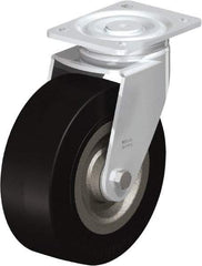 Blickle - 8" Diam x 3-9/64" Wide x 9-41/64" OAH Top Plate Mount Swivel Caster - Solid Rubber, 1,870 Lb Capacity, Ball Bearing, 5-1/2 x 4-3/8" Plate - Exact Industrial Supply