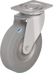 Blickle - 8" Diam x 1-31/32" Wide x 9-41/64" OAH Top Plate Mount Swivel Caster - Solid Rubber, 1,320 Lb Capacity, Ball Bearing, 5-1/2 x 4-3/8" Plate - Exact Industrial Supply