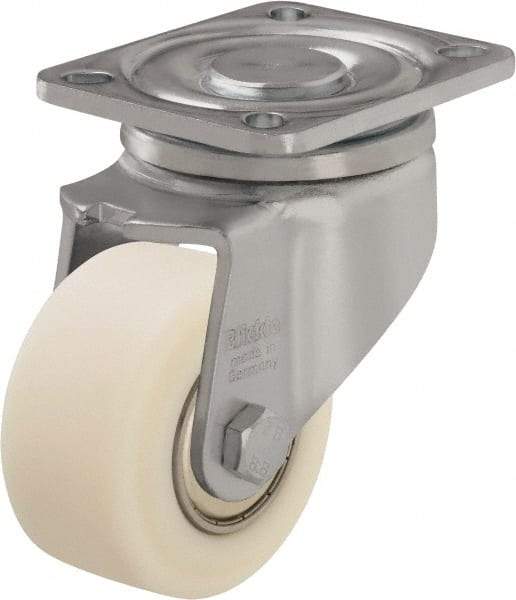 Blickle - 3" Diam x 1-37/64" Wide x 4-23/32" OAH Top Plate Mount Swivel Caster - Impact-Resistant Cast Nylon, 1,540 Lb Capacity, Ball Bearing, 3-15/16 x 3-3/8" Plate - Exact Industrial Supply