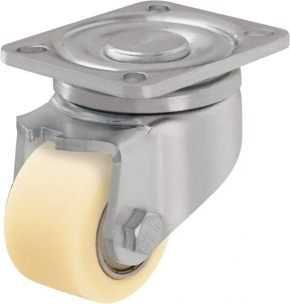 Blickle - 2-1/2" Diam x 1-37/64" Wide x 3-13/16" OAH Top Plate Mount Swivel Caster - Impact-Resistant Cast Nylon, 1,430 Lb Capacity, Ball Bearing, 3-15/16 x 3-3/8" Plate - Exact Industrial Supply