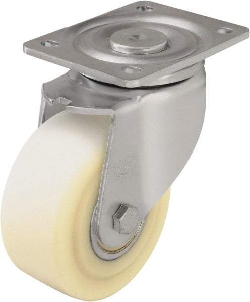 Blickle - 5" Diam x 2-5/32" Wide x 6-11/16" OAH Top Plate Mount Swivel Caster - Impact-Resistant Cast Nylon, 1,980 Lb Capacity, Ball Bearing, 5-1/2 x 4-3/8" Plate - Exact Industrial Supply