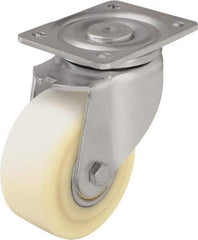 Blickle - 4" Diam x 1-37/64" Wide x 5-33/64" OAH Top Plate Mount Swivel Caster - Impact-Resistant Cast Nylon, 1,540 Lb Capacity, Ball Bearing, 5-1/2 x 4-3/8" Plate - Exact Industrial Supply