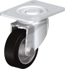 Blickle - 4" Diam x 1-9/16" Wide x 5-33/64" OAH Top Plate Mount Swivel Caster - Solid Rubber, 440 Lb Capacity, Ball Bearing, 5-1/2 x 4-3/8" Plate - Exact Industrial Supply