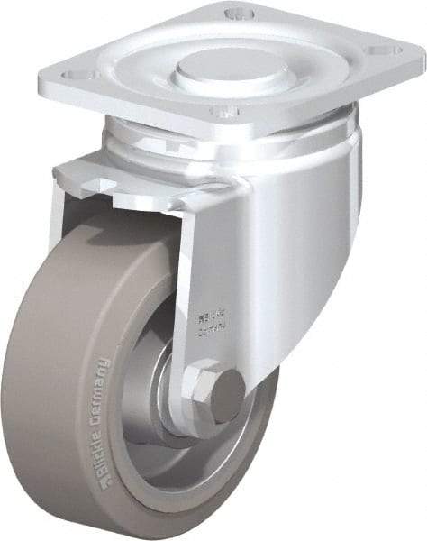 Blickle - 4" Diam x 1-9/16" Wide x 5-33/64" OAH Top Plate Mount Swivel Caster - Solid Rubber, 440 Lb Capacity, Ball Bearing, 3-15/16 x 3-3/8" Plate - Exact Industrial Supply