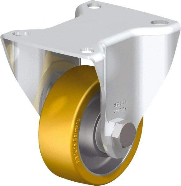 Blickle - 3" Diam x 1-3/16" Wide x 4-21/64" OAH Top Plate Mount Rigid Caster - Polyurethane-Elastomer Blickle Softhane, 396 Lb Capacity, Ball Bearing, 3-15/16 x 3-3/8" Plate - Exact Industrial Supply
