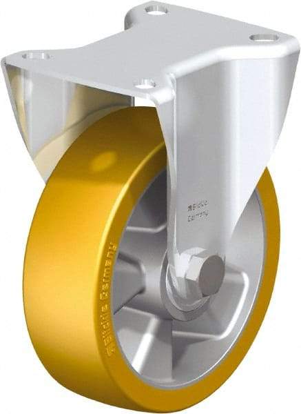 Blickle - 5" Diam x 1-9/16" Wide x 6-7/64" OAH Top Plate Mount Rigid Caster - Polyurethane-Elastomer Blickle Softhane, 770 Lb Capacity, Ball Bearing, 3-15/16 x 3-3/8" Plate - Exact Industrial Supply