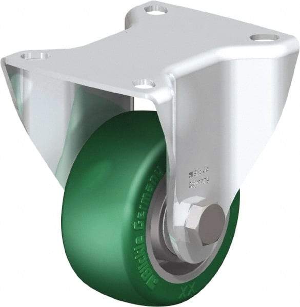 Blickle - 3" Diam x 1-9/16" Wide x 4-21/64" OAH Top Plate Mount Rigid Caster - Polyurethane-Elastomer Blickle Softhane, 506 Lb Capacity, Ball Bearing, 3-15/16 x 3-3/8" Plate - Exact Industrial Supply