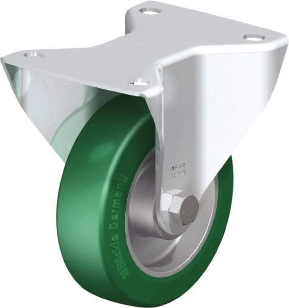 Blickle - 5" Diam x 1-9/16" Wide x 6-7/64" OAH Top Plate Mount Rigid Caster - Polyurethane-Elastomer Blickle Softhane, 770 Lb Capacity, Ball Bearing, 5-1/2 x 4-3/8" Plate - Exact Industrial Supply