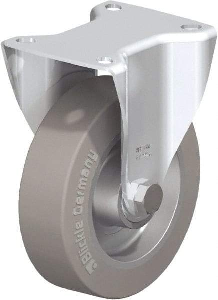 Blickle - 5" Diam x 1-9/16" Wide x 6-3/32" OAH Top Plate Mount Rigid Caster - Solid Rubber, 550 Lb Capacity, Ball Bearing, 3-15/16 x 3-3/8" Plate - Exact Industrial Supply