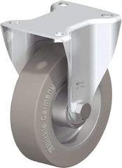 Blickle - 5" Diam x 1-9/16" Wide x 6-3/32" OAH Top Plate Mount Rigid Caster - Solid Rubber, 550 Lb Capacity, Ball Bearing, 3-15/16 x 3-3/8" Plate - Exact Industrial Supply