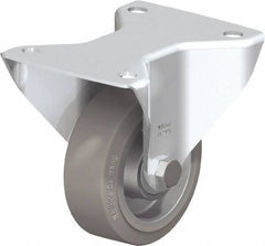 Blickle - 4" Diam x 1-9/16" Wide x 5-7/64" OAH Top Plate Mount Rigid Caster - Solid Rubber, 440 Lb Capacity, Ball Bearing, 5-1/2 x 4-3/8" Plate - Exact Industrial Supply